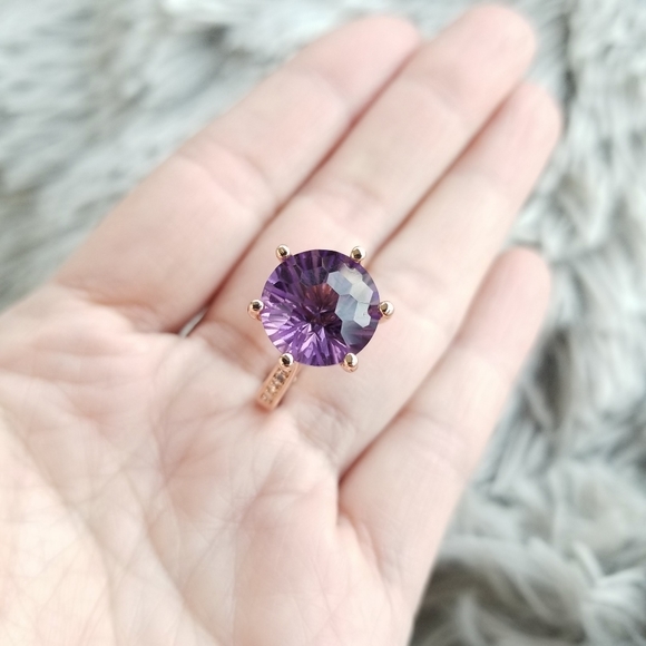 🔥LAST 1🔥NEW STUNNING ROSE GOLD PLATED AMETHYST RING - Picture 3 of 16